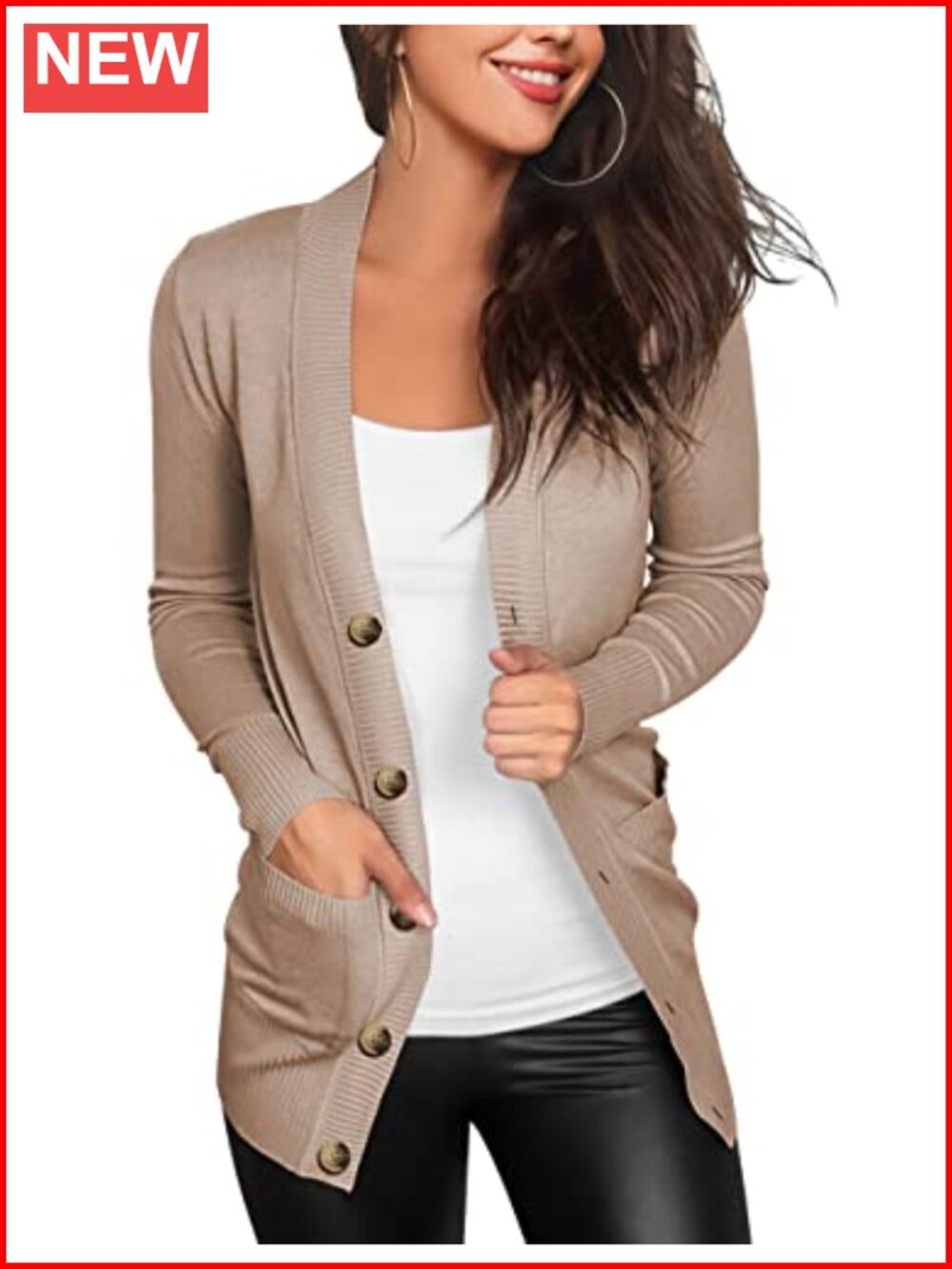 VERABENDI Women's Lightweight Cardigan Sweater Snap Button Front Pockets